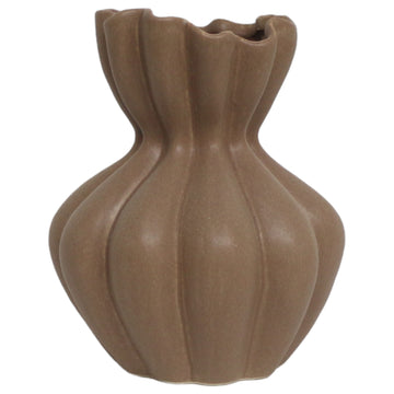 Tukwila Small Ceramic Vase 10" - Light Brown