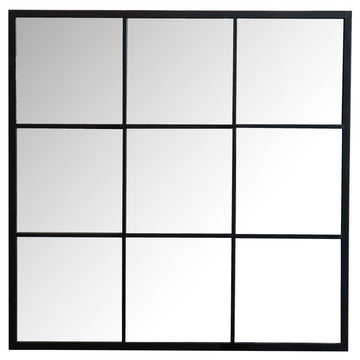 Quetzal - Square Window Pane Wall Mirror - Black