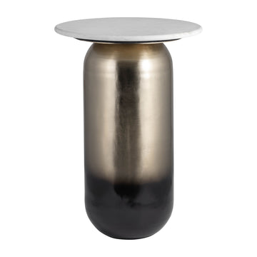 Marble / Metal Side Table 16 x 23" - White / Gold