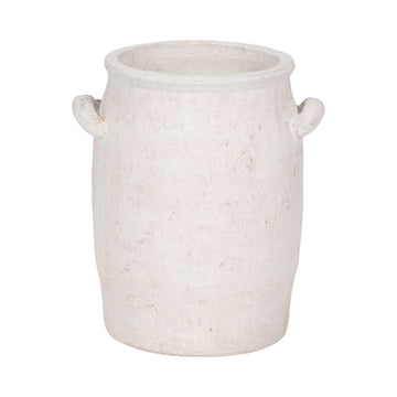 8" Traditional Handle Vase Rough Finish - White