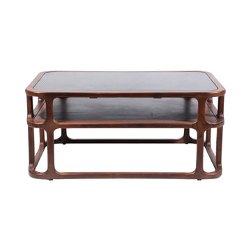 40" Stefan Wood And Marble Coffee Table - Brown/Black