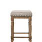 Farsiris - Stool (Set of 2) - Beige Fabric & Weathered Oak Finish