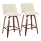 Toriano - Counter Stool - Walnut And Cream Fabric (Set of 2)