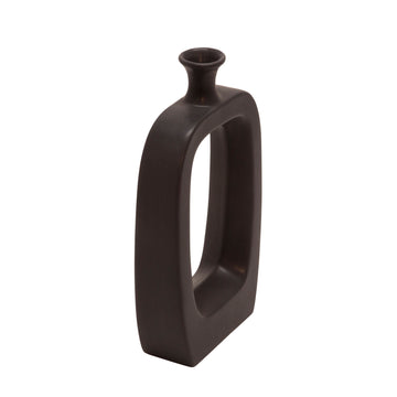 Ceramic 14" Vase With Cutout - Black