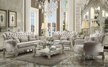 Versailles - Sofa - Ivory Velvet & Bone White - 47"