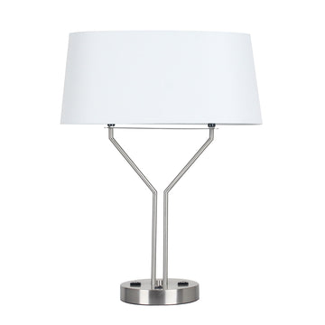 Metal Table Lamp With Usb Outlet - 26.75" - Silver