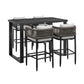 Alegria - Outdoor Patio 5 Piece Bar Table Set With Cushions - Gray