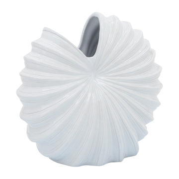 Ceramic 12" Shell Vase - White