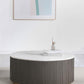 Jason - Round Marble Top Coffee Table - White And Charcoal
