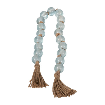 Glass 24" Beaded Garland With Tassel - Blue