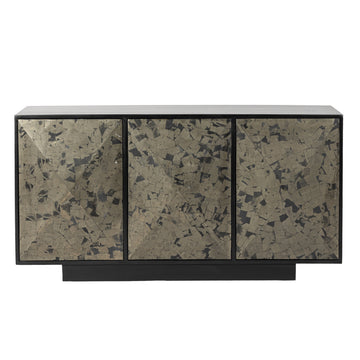 Livio Pyrite Semi-Precious Stone & Wood Sideboard 57" - Black