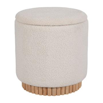 Fluted 14/19" Boucle Ottoman (Set of 2) - Ivory