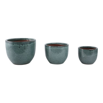 7" / 9" / 11" Modern Reactive Planters (Set of 3) - Turquoise