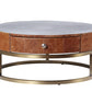 Tamas - Coffee Table - Aluminum & Cocoa Top Grain Leather - 13"