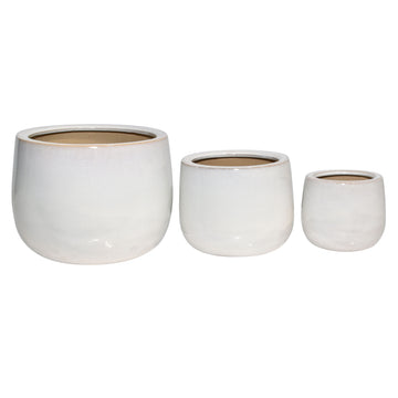 6" / 9" / 11" Reactive Ombre Planters (Set of 3) - Ivory