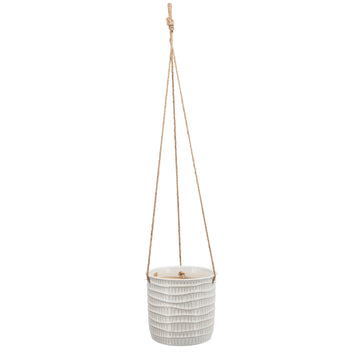 Tribal Hanging Planter 7" - White