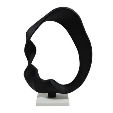 16" Twisted Sculpture On Marble Base - Black / White