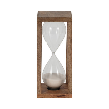 12" Tona Wooden Sandtimer - Brown / White