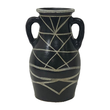 Terracotta Modern Eared Vase 14" - Black