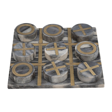 Marble Tic-Tac-Toe 12 / 12" - Black / Gold