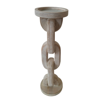 Chain Pillar Candle Holder - White