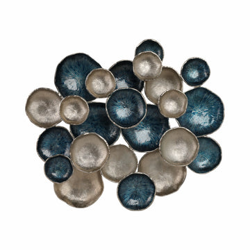 37X31 Metal Multi Disc Wall Decor - Blue/Silver