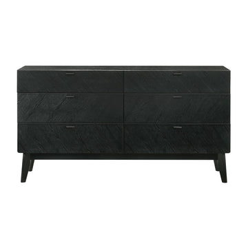 Petra - 6 Drawer Wood Dresser - Black