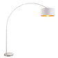 Salon - Floor Lamp - Satin Nickel Base And White Shade - Gold Accent