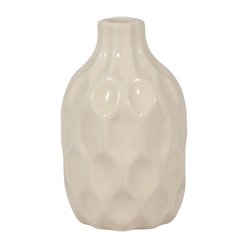 Ceramic Honeycomb Dimpled Vase 8" - Cotton