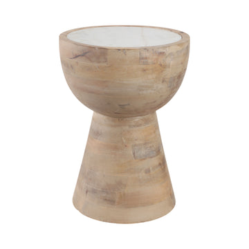 Hourglass Marble Top Accent Table - White / Blond