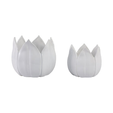9" / 12" Petal Planters (Set of 2) - White