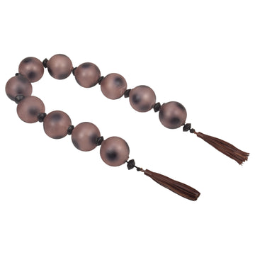 Pasco Brown Glass Garland With Lether Tassel 56'' - Light Brown