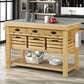 Grovaam - Kitchen Island - Marble & Natural Finish