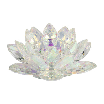 Crystal Lotus Votive Holder 8.25" - Rainbow