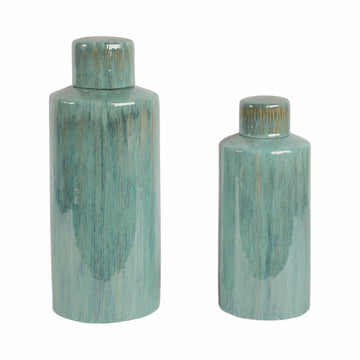 14/19" Corvallis Ceramic Canisters (Set of 2) - Green