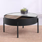 Ozella - Round Coffee Table With Hidden Storage Sandy - Black