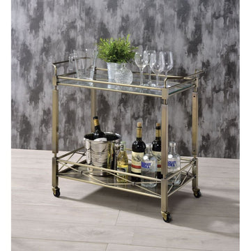 Matiesen - Serving Cart - Antique Gold & Clear Glass