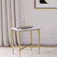 Baldwin - Rectangular Marble Top Side Table - White And Gold