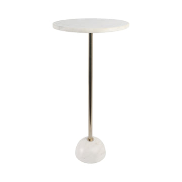 Marble Ball Base Accent Table - White / Gold