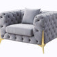 Jelanea - Chair - Gray Velvet & Gold Finish