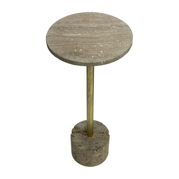 Travertine 26" Accent Table - Natural / Gold