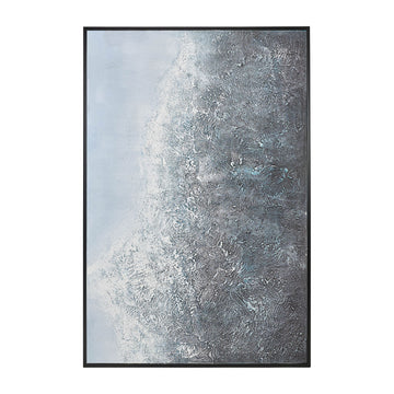 Hand Painted Abstract Canvas 60 x 40" - White / Gray