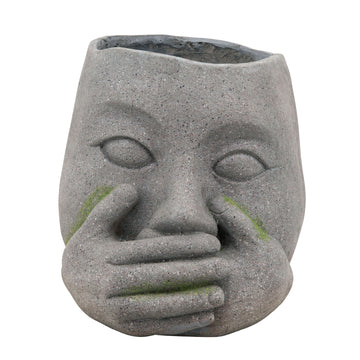 Resin No Speak Planter 9" - Pearl Silver