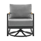 Crown - Outdoor Patio Swivel Glider Lounge Chair With Cushions - Black / Teak