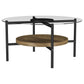 Delfin - Round Glass Top Coffee Table - Black And Brown