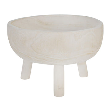 Wood Bowl With Legs 11" - White