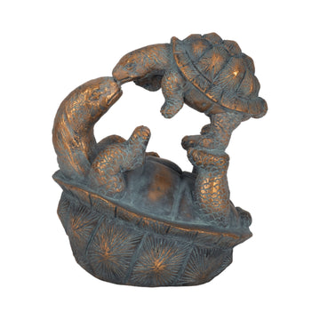 Parent And Child Tortoise Statue - Gray / Gold