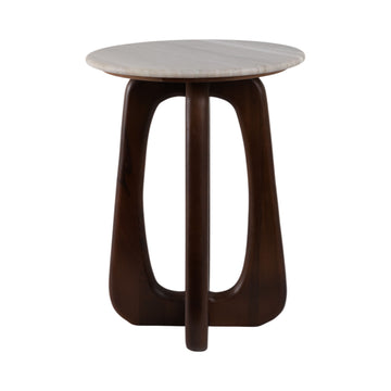 Marble Top Accent Table - Beige / Brown