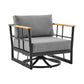 Veyda - Outdoor Patio Swivel Glider Lounge Chair With Cushions - Black / Teak