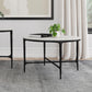 Hermas - Round Genuine Marble Top Metal Coffee Table - White